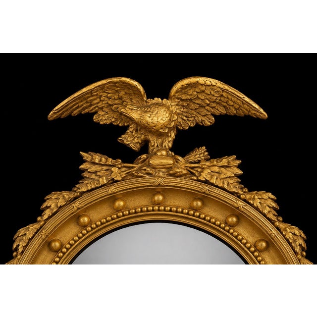 Late 20th Century Federal Style Convex Eagle Girandole Mirror With Shell Cartouche, 48" For Sale - Image 5 of 12