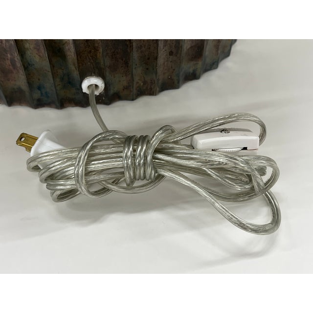 2000 - 2009 McGuire Robert Kuo Fluted Flask Table Lamp (Ml-1016) - Copper Base With Linen Shade For Sale - Image 5 of 12