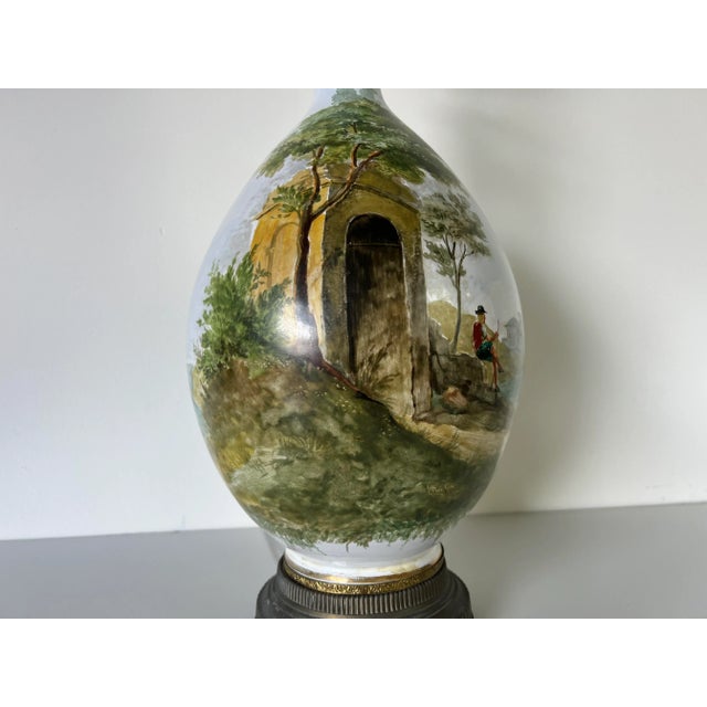 White Vintage Hand - Painted Porcelain Table Lamp For Sale - Image 8 of 13
