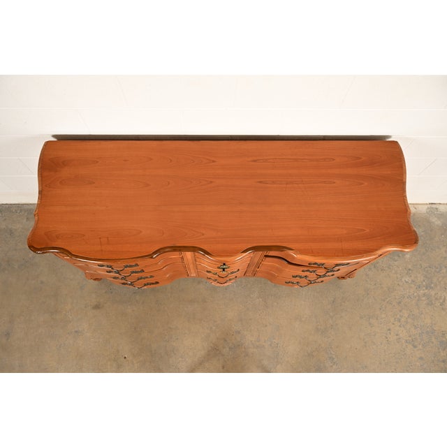 Kent Coffey French Provincial Louis XV Cherry Wood Triple Dresser, Circa 1960s For Sale - Image 9 of 13