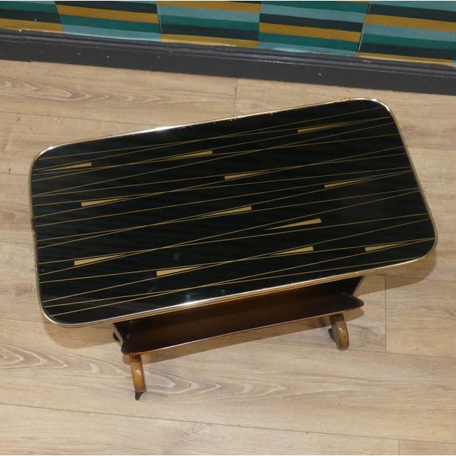 Side Table with Newspaper Stand and Glass Top, 1950s For Sale - Image 10 of 11