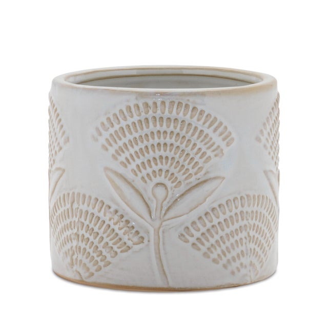 Kenneth Ludwig Chicago Porcelain Floral Patterned Planter (Set of 2) For Sale - Image 4 of 6