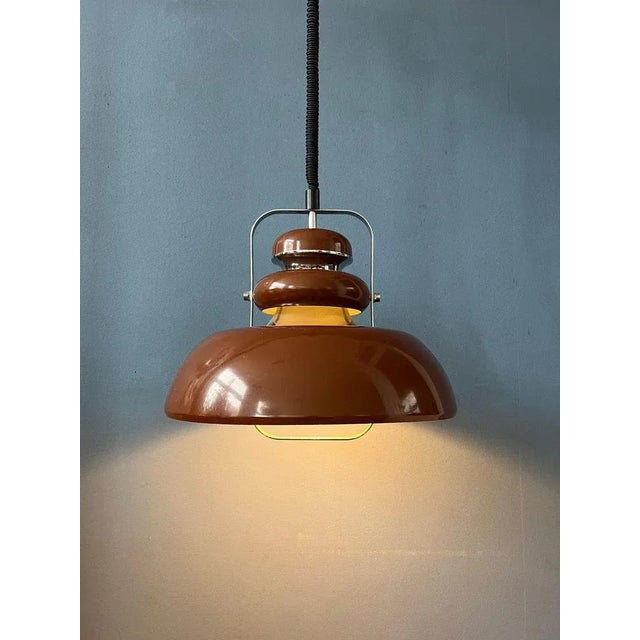 Mid-Century Space Age Anvia Brown Pendant Lamp For Sale - Image 5 of 11