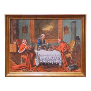 Early 20th Century French Cardinal Genre Interior Painting Signed R. Fricheville For Sale