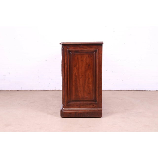 Henredon French Provincial Carved Oak Sideboard or Bar Cabinet, Circa 1970s For Sale - Image 9 of 12