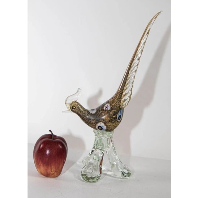 Mid-Century Modern Italian Murano Art Glass Pheasant Bird Sculpture 1960s For Sale - Image 3 of 12