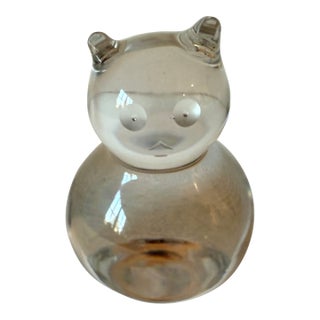 Baccarat Crystal Cute Fat Cat For Sale