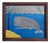 Matt Rix, Naive Style Sperm Whale & Beach with Palms, Oil on Board, Framed For Sale