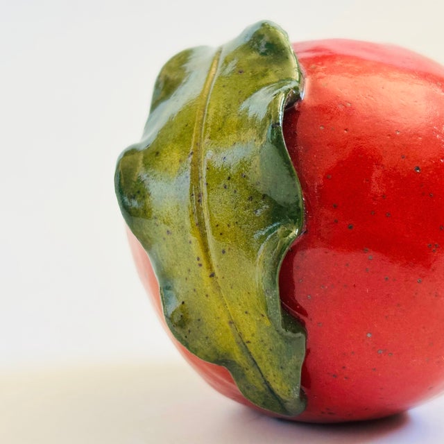Ceramic Vintage Studio Pottery Peach Flower Frog For Sale - Image 7 of 11