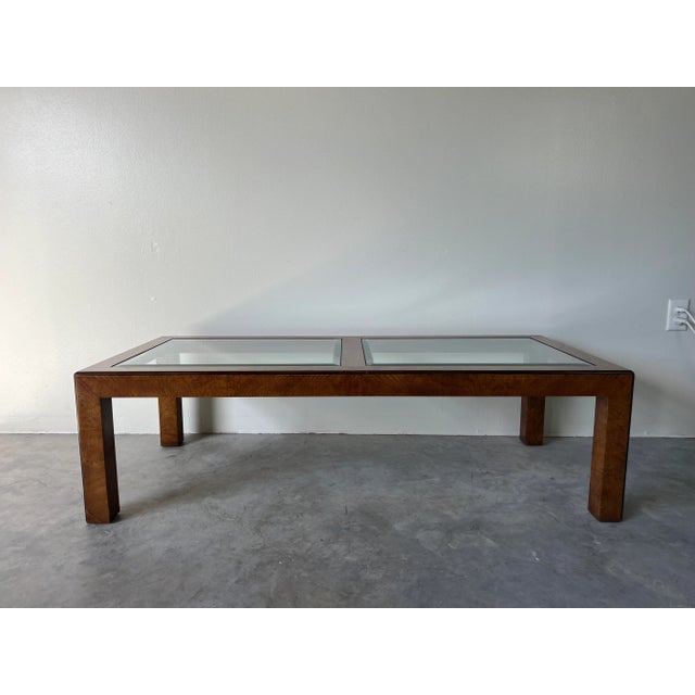 Vintage John Widdicomb Burl Wood Glass Top Cocktail Table For Sale - Image 12 of 12