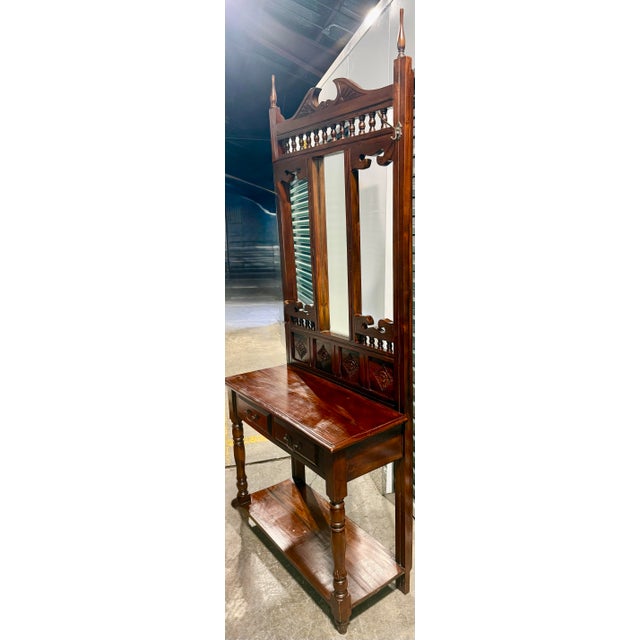 This beautiful mahogany hall tree is best suited for entryways or hallways to act as a functional focal point for guests....