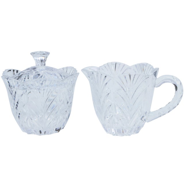 Mid 20th Century Vintage Crystal Sugar & Creamer- S/2 For Sale - Image 5 of 5