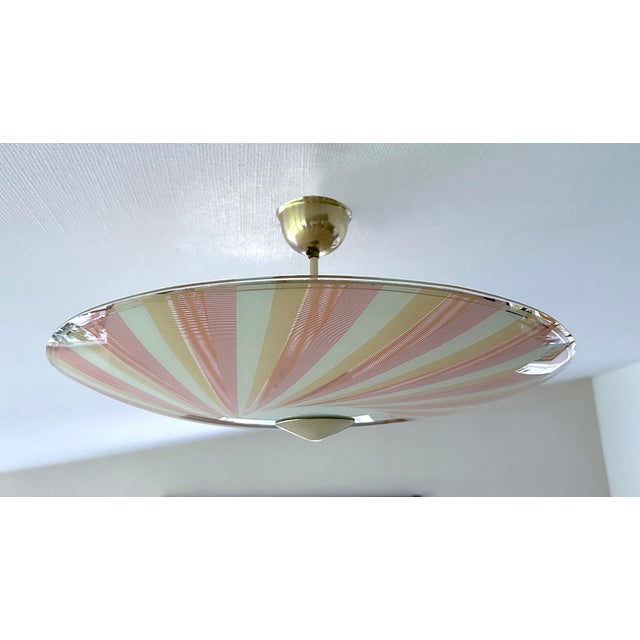 Large Mid-Century Modern Glass Pendant Light, 1970s For Sale - Image 4 of 16