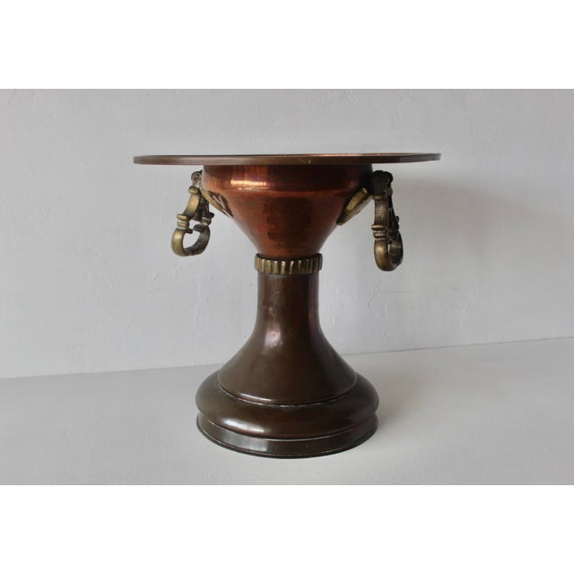 Vintage Ottoman Turkish Style Copper Brass Brazier Planter Side Table For Sale - Image 4 of 14