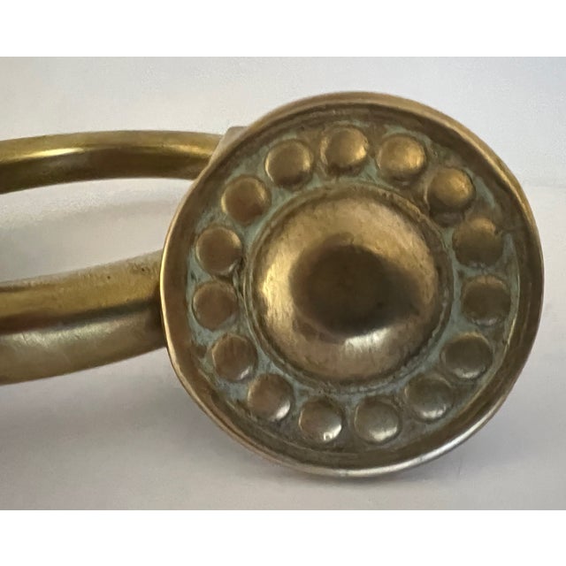 Brass vintage door knocker made in France in the 1960's, paired with an older backplate from the 1930's.