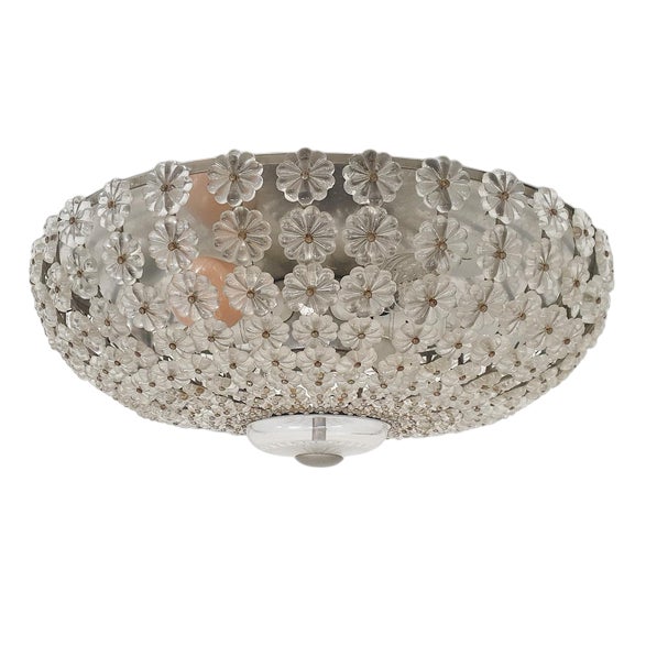 Mid-Century Ceiling Light with Glass Flowers, France, 1960s For Sale