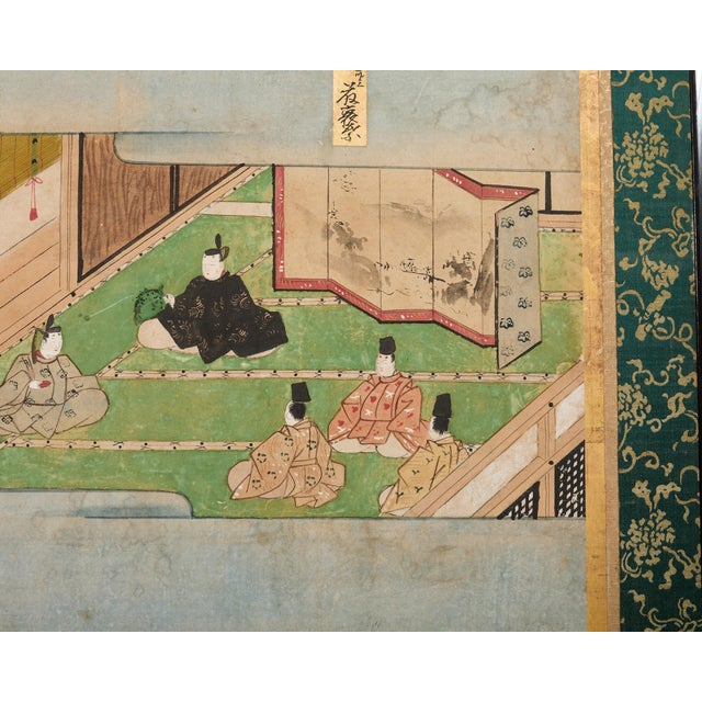 Fifty-Four Scenes from The Tale of Genji Six Panel Screens - a Pair For Sale - Image 15 of 18