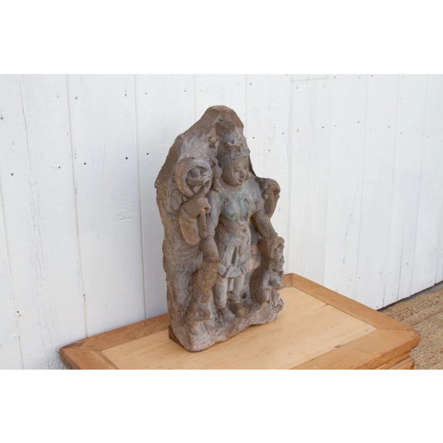 Mid 19th Century Indian Yakshi Stone Statue For Sale - Image 4 of 6