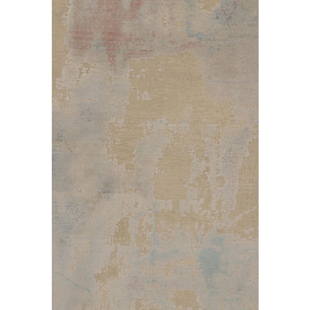 Contemporary Rug & Kilim’s Modern Abstract Rug, Ice Blue Painterly Patterns Over Cream White For Sale - Image 3 of 8