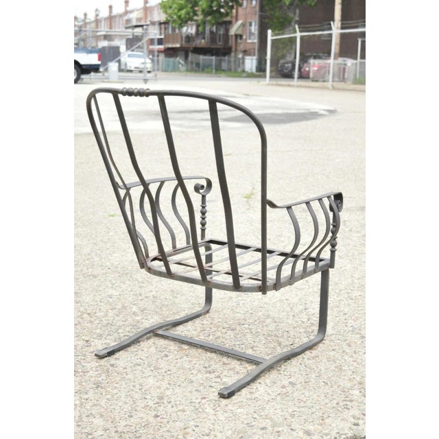 Meadowcraft Athens Deep Seating Wrought Iron High Back Spring Patio Lounge Chair For Sale - Image 11 of 12