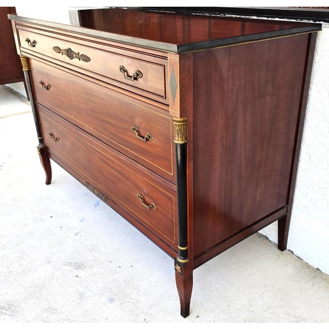 French Rway French Empire Commode Dresser Buffet With Glass Top For Sale - Image 3 of 18