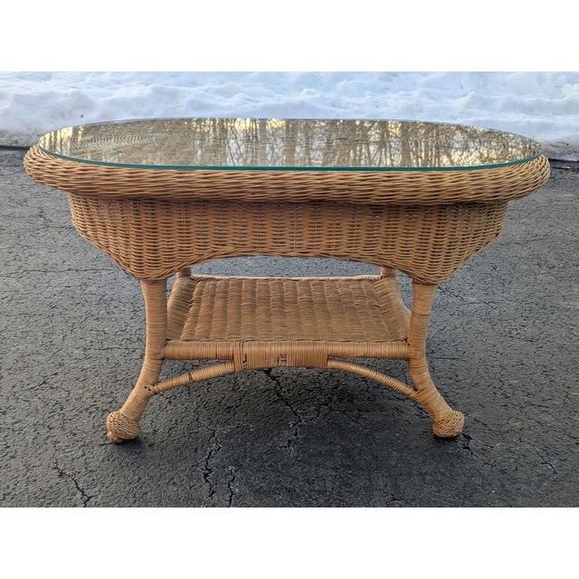 Vintage Wicker Coffee Table Circa 1980s For Sale - Image 9 of 10
