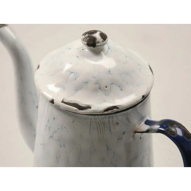 Mid 20th Century Vintage Blue Enamelware Coffee Pot For Sale - Image 5 of 10