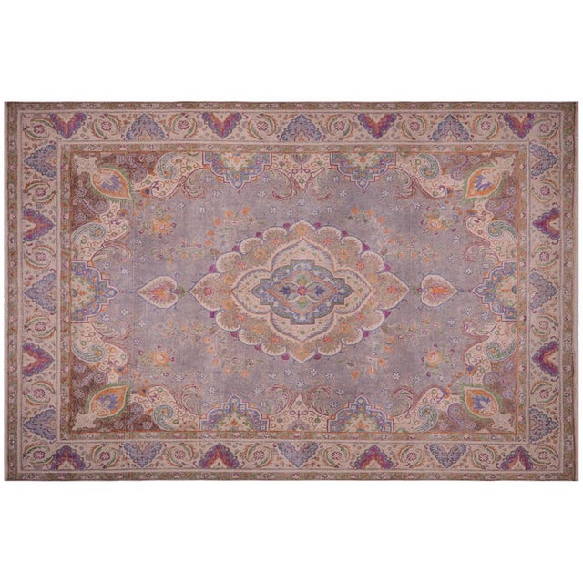 1990's Vintage Gray/Tan Wool Rug - 9'7'' X 12'5'' For Sale - Image 9 of 10
