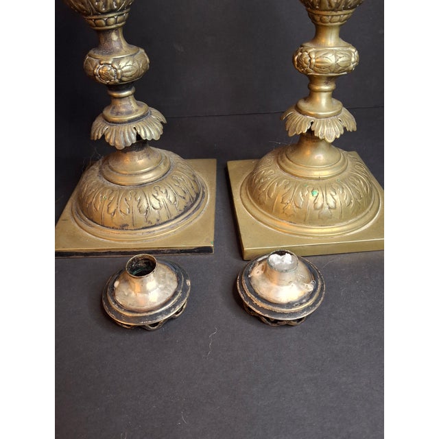 Antique Fraget Warsaw Silver Plate Candlesticks Pair Polish Judaica 3342 13" For Sale - Image 10 of 18