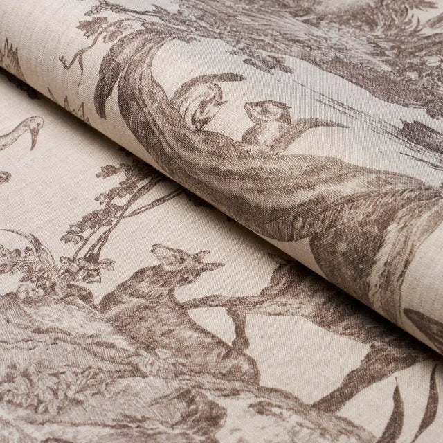 SAMPLE - Schumacher Western Toile Fabric In Sepia For Sale In New York - Image 6 of 6