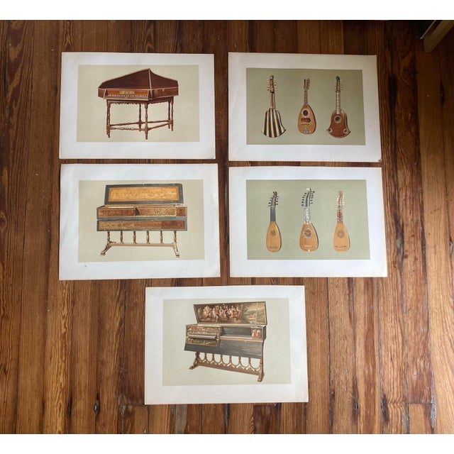 Original 19th Century Engravings of Various Musical Instruments in Color - Set of 5 For Sale - Image 12 of 12
