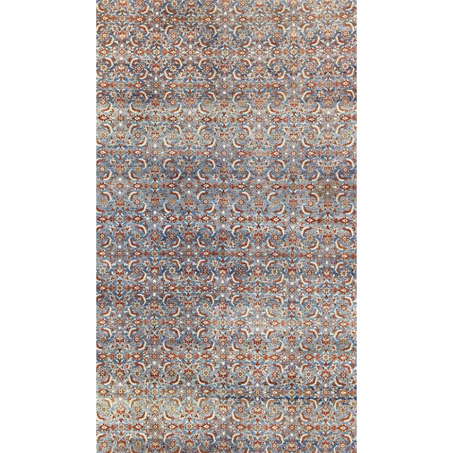 Tribal Light Blue and Red Antique Tabriz Rug With All Over Herati Design 8'9 X 12'9 For Sale - Image 3 of 11