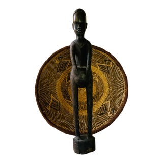 Vintage African Ebony Wood Drummer Figurine For Sale