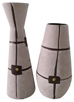 Vintage Ceramic 529 18 & 520 22 Vases in Beige, Brown and Yellow, 1960s, Set of 2