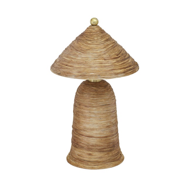 Coco Natural Coconut Fiber Pointed Table Lamp For Sale - Image 4 of 7