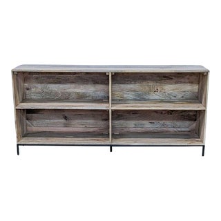 West Elm Mango Wood Industrial Style Shelf For Sale