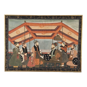Painting on Paper of Group of Men, India Circa 1950