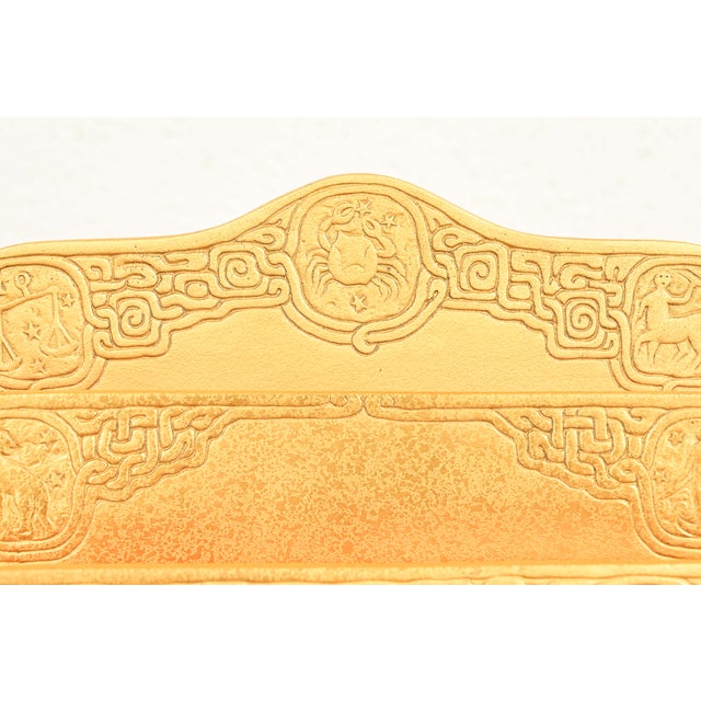 Tiffany Studios New York Zodiac Pattern Bronze Doré Letter Rack For Sale In South Bend - Image 6 of 14