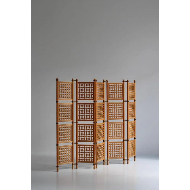 Scandinavian Modern Screens or Room Dividers in Stained Beechwood, 1940s, Set of 2 For Sale - Image 4 of 18