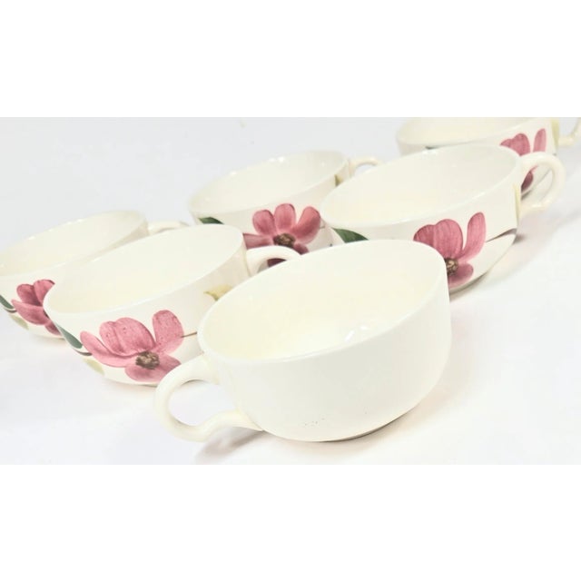 Handpainted Pink Dogwood Teacups- Set of Six For Sale - Image 16 of 16
