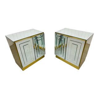 Vintage Hollywood Regency Mirrored Nightstands - Set of 2 For Sale