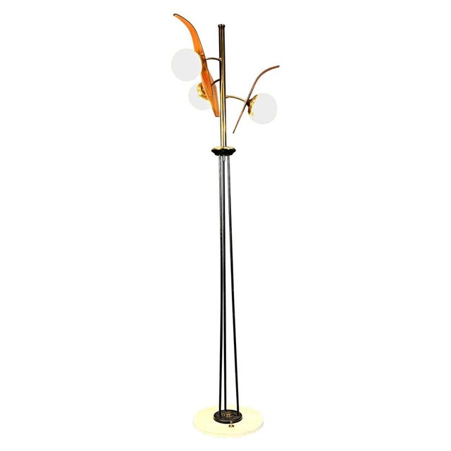 Mid-Century Italian Floor Lamp with Glass by Stilnovo, 1950s For Sale - Image 11 of 11