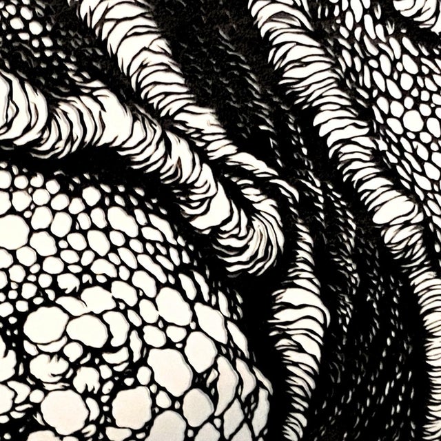 1990s Rhino by Ernst Oppliger a Detailed Master Paper Cut Scherenschnitte Black and White For Sale In Savannah - Image 6 of 12