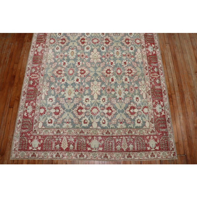 Green Red Antique Persian Tabriz - 6'3" x 9'10" For Sale - Image 16 of 18