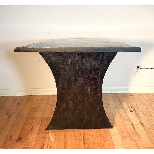 Vintage Maitland-Smith Demilune Sculptural Console Table in Tessellated Horn+Brass Inlay, Circa 1980s For Sale - Image 9 of 12