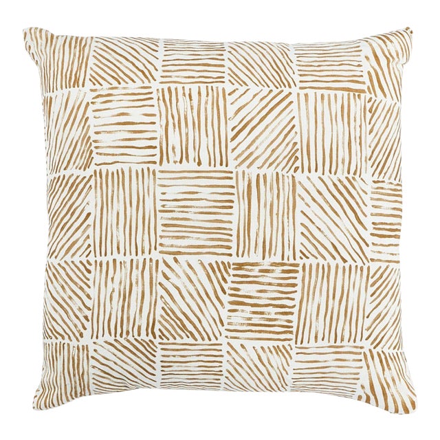 Schumacher X Caroline Z Hurley Katama 20" Pillow in Caramel For Sale