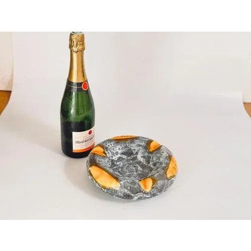 Ceramic Ashtray from France 1960 Multicolor Color, Rond Shape Grey and Orange