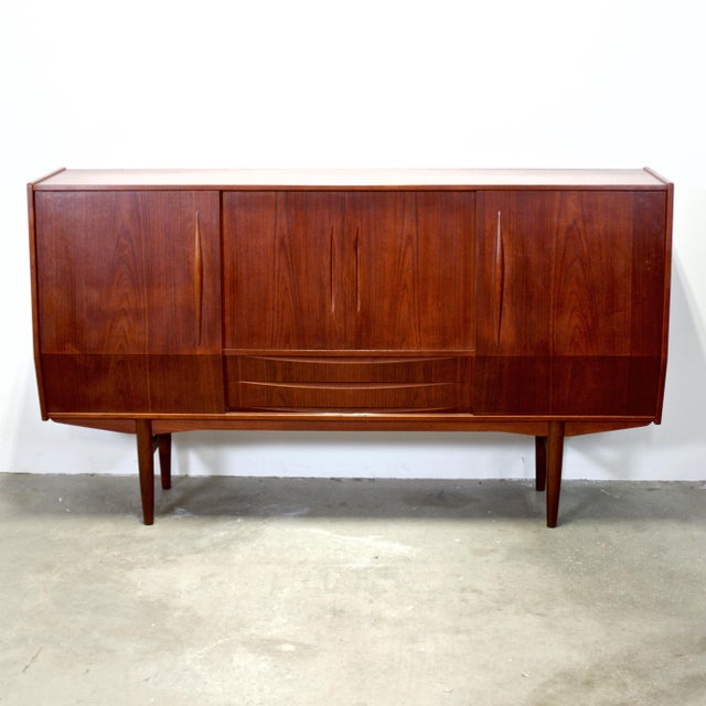 1950s 1950s Danish Teak Highboard Designed by E.W. Bach, Attributed For Sale - Image 5 of 18