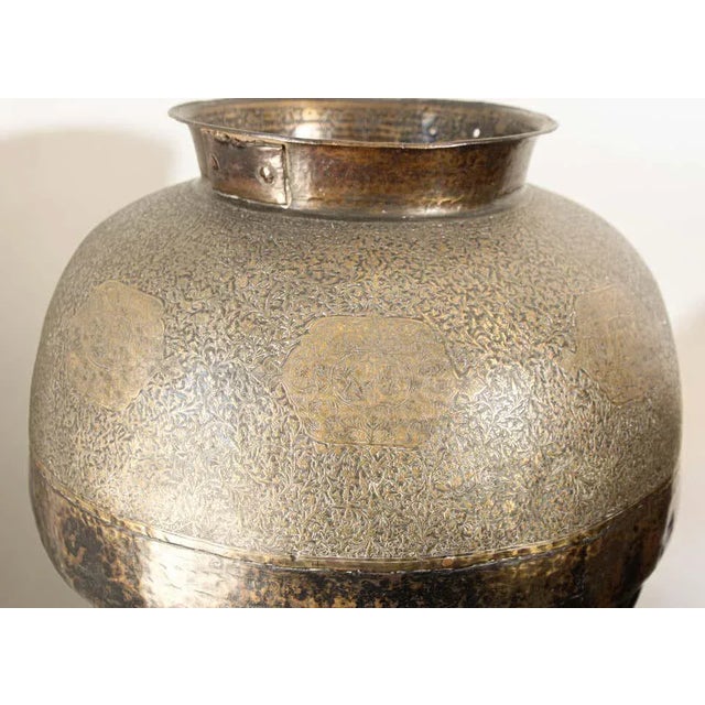 Metal Large Antique Islamic Inlaid Indo-Persian Copper Mughal Vessel For Sale - Image 7 of 13
