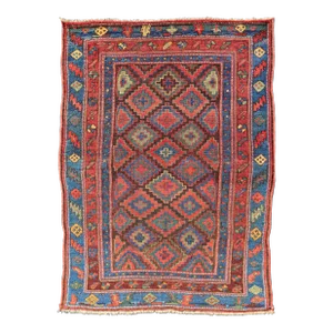 Mid 19th Century Sauj Bulak Kurd Carpet in Soft Colors and Diamond Shapes